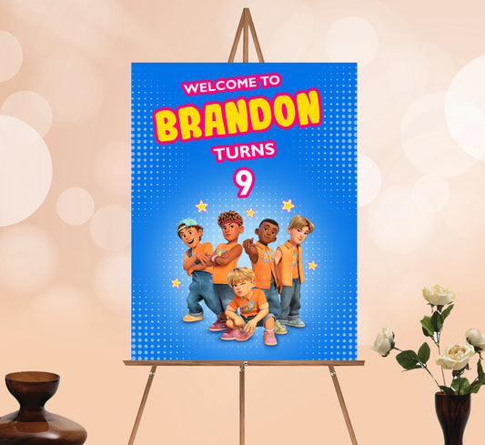 4 Town Birthday Welcome Sign, Printable Sign Board, Boy Birthday, Digital Download, Edit yourself, Corjl 0021
