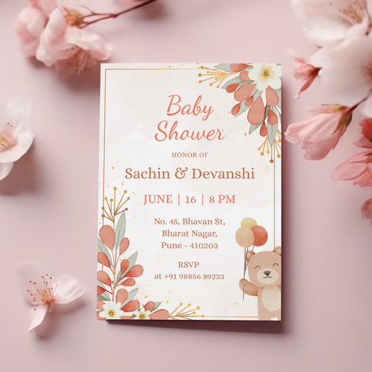 Daisy Baby Shower Invitation Template, Printable Invitation, Gender reveal, Evite, Digital Invite, Edit yourself, Corjl – BS0064