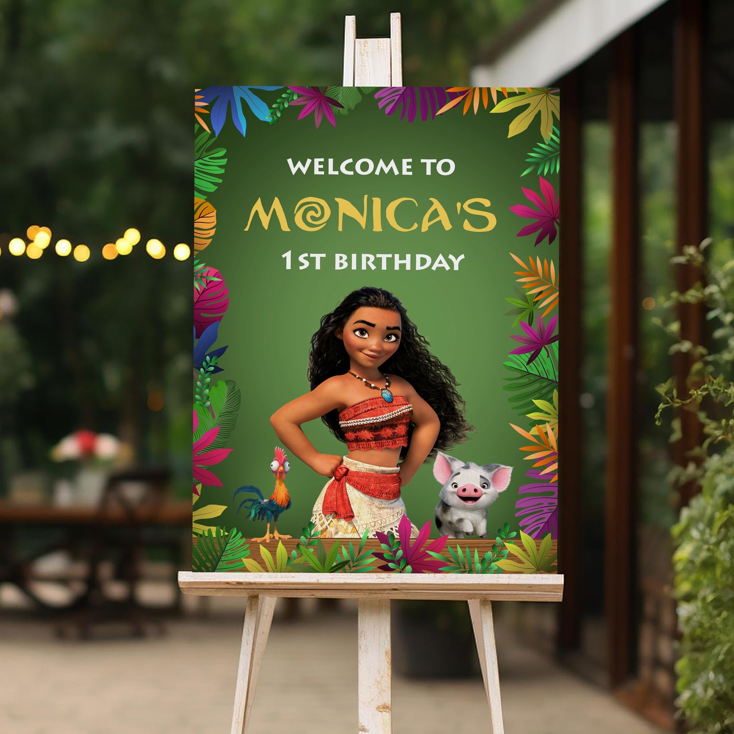 Big Moana Birthday Welcome Sign, Printable Sign Board, Girl Birthday, Digital Download, Edit yourself, Corjl 0150