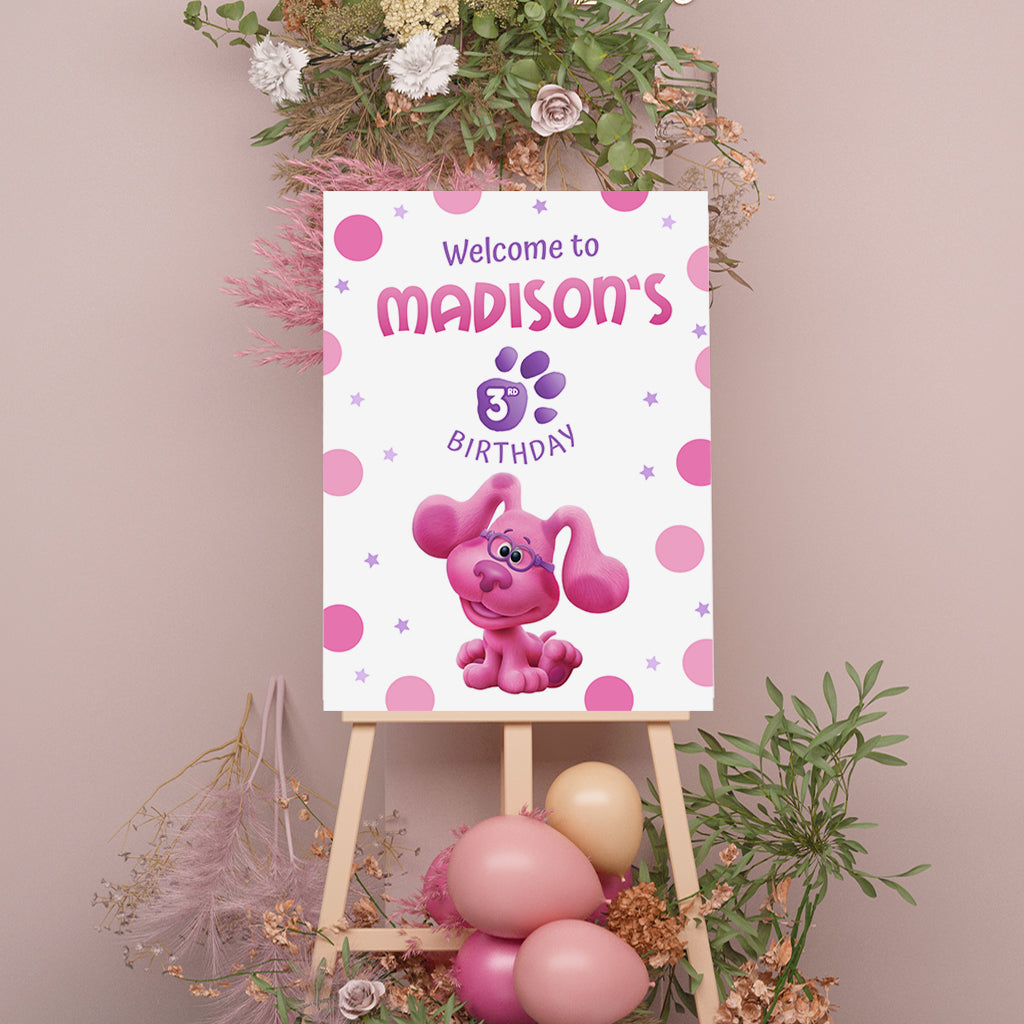 Blue Clues Girls Birthday Welcome Sign, Printable Sign Board, Girl Birthday, Digital Download, Edit yourself, Corjl 0292