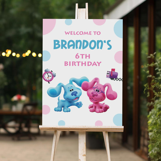 Blue Clues Birthday Welcome Sign, Printable Sign Board, Boy Birthday, Digital Download, Edit yourself, Corjl 0299