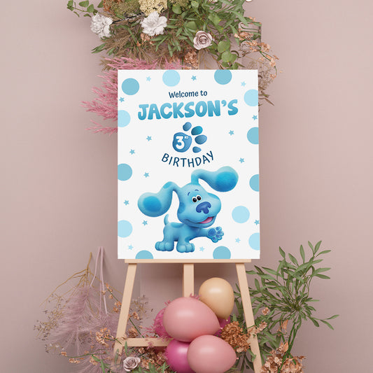 Blue Clues Birthday Welcome Sign, Printable Sign Board, Boy Birthday, Digital Download, Edit yourself, Corjl 0291