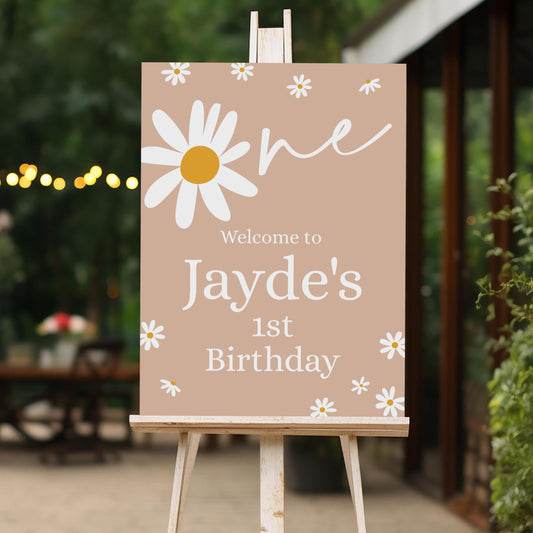 Daisy Welcome Sign, Printable Sign Board, Girl Birthday, Digital Download, Edit yourself, Corjl 0306