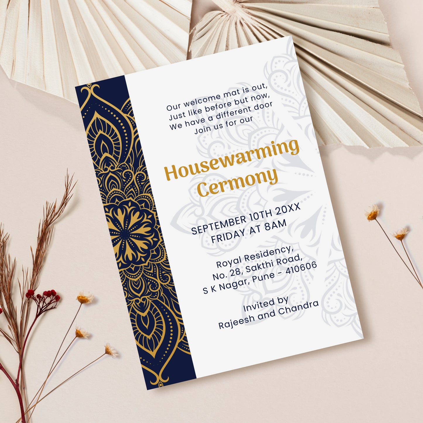 Blue Brown Palette House Warming Invitation Template, Printable Invitation, Evite, Digital Housewarming Invite, Edit yourself, Corjl – HW0022