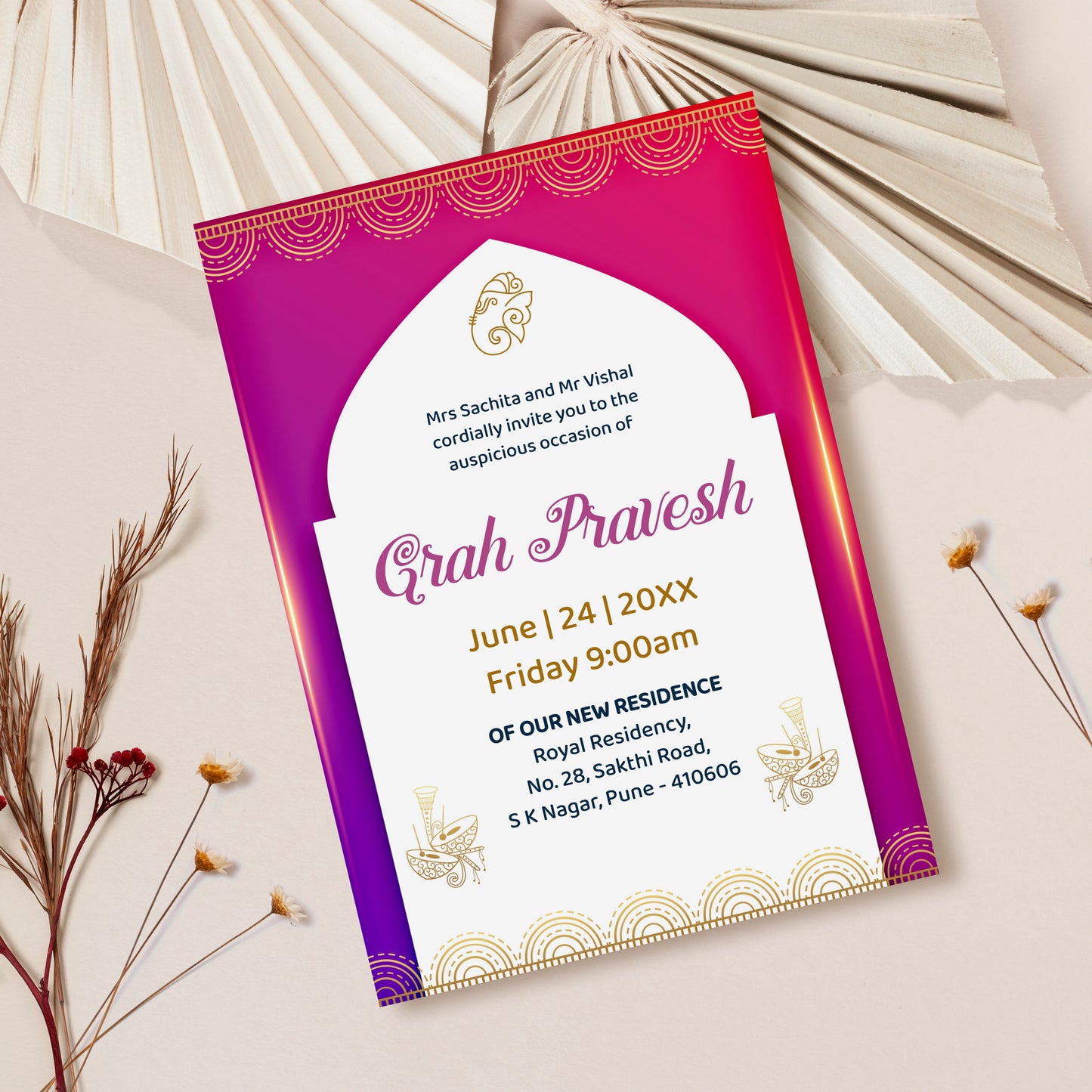 Dark Pink House Warming Invitation Template, Printable Invitation, Evite, Digital Housewarming Invite, Edit yourself, Corjl – HW0029