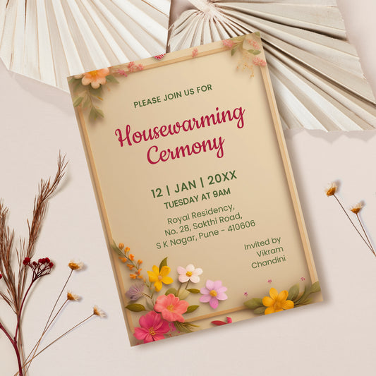 Two Piece Arch Woody House Warming Invitation Template, Printable Invitation, Evite, Digital Housewarming Invite, Edit yourself, Corjl – HW0024