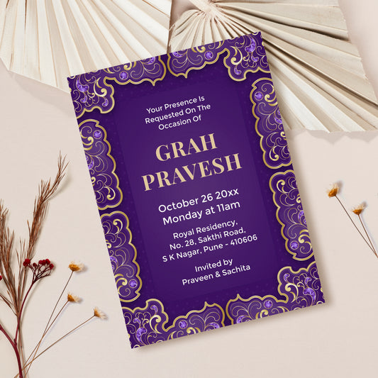 Purple Pastel House Warming Invitation Template, Printable Invitation, Evite, Digital Housewarming Invite, Edit yourself, Corjl – HW0026