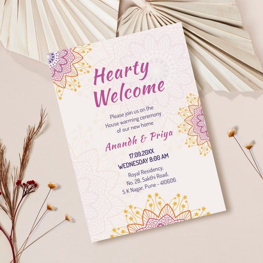 Pastel Pink House Warming Invitation Template, Printable Invitation, Evite, Digital Housewarming Invite, Edit yourself, Corjl – HW0030