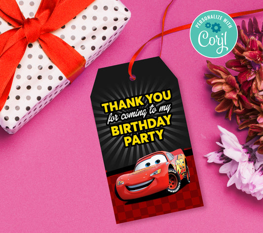 Cars Favor Tag, Birthday Editable Favor Tag, DIY Editable Thank You Tag, Favor Tags, Edit yourself, Corjl 0015