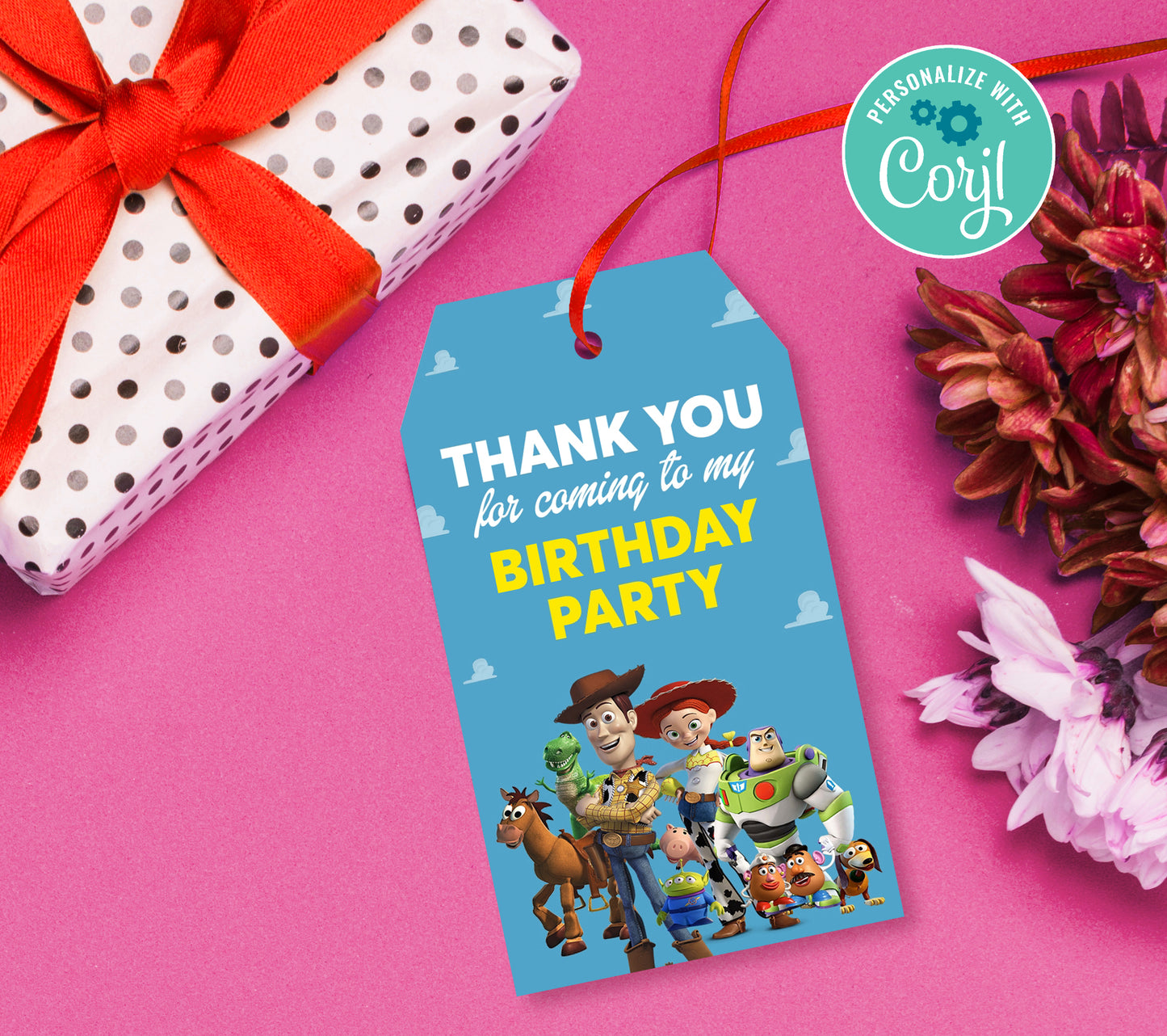 Toy Story Favor Tag, Birthday Editable Favor Tag, DIY Editable Thank You Tag, Favor Tags, Edit yourself, Corjl - 0134