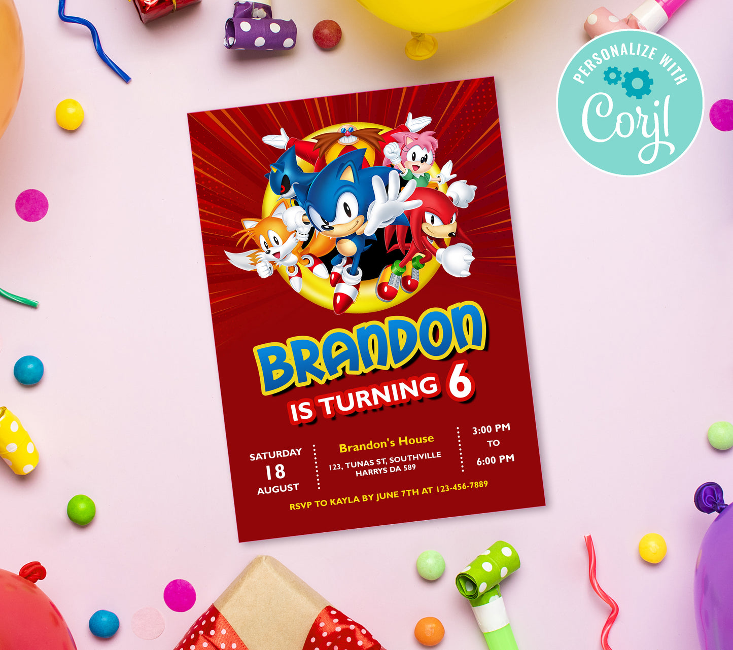 Hedgehog Birthday Invitation Template, Printable Invitation, Boy Birthday, Evite, Digital Invite, Edit yourself Corjil 0086