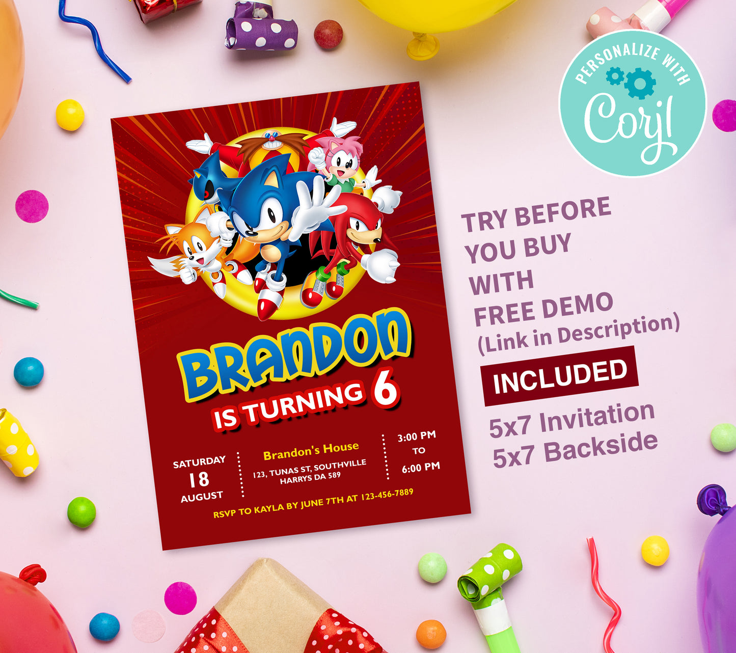 Hedgehog Birthday Invitation Template, Printable Invitation, Boy Birthday, Evite, Digital Invite, Edit yourself Corjil 0086